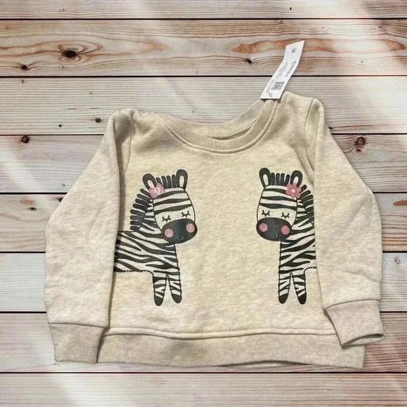 GARANIMALS SIZE 6-9 MONTH TAN SWEATSHIRT WITH ZEBRAS - Picture 1 of 2